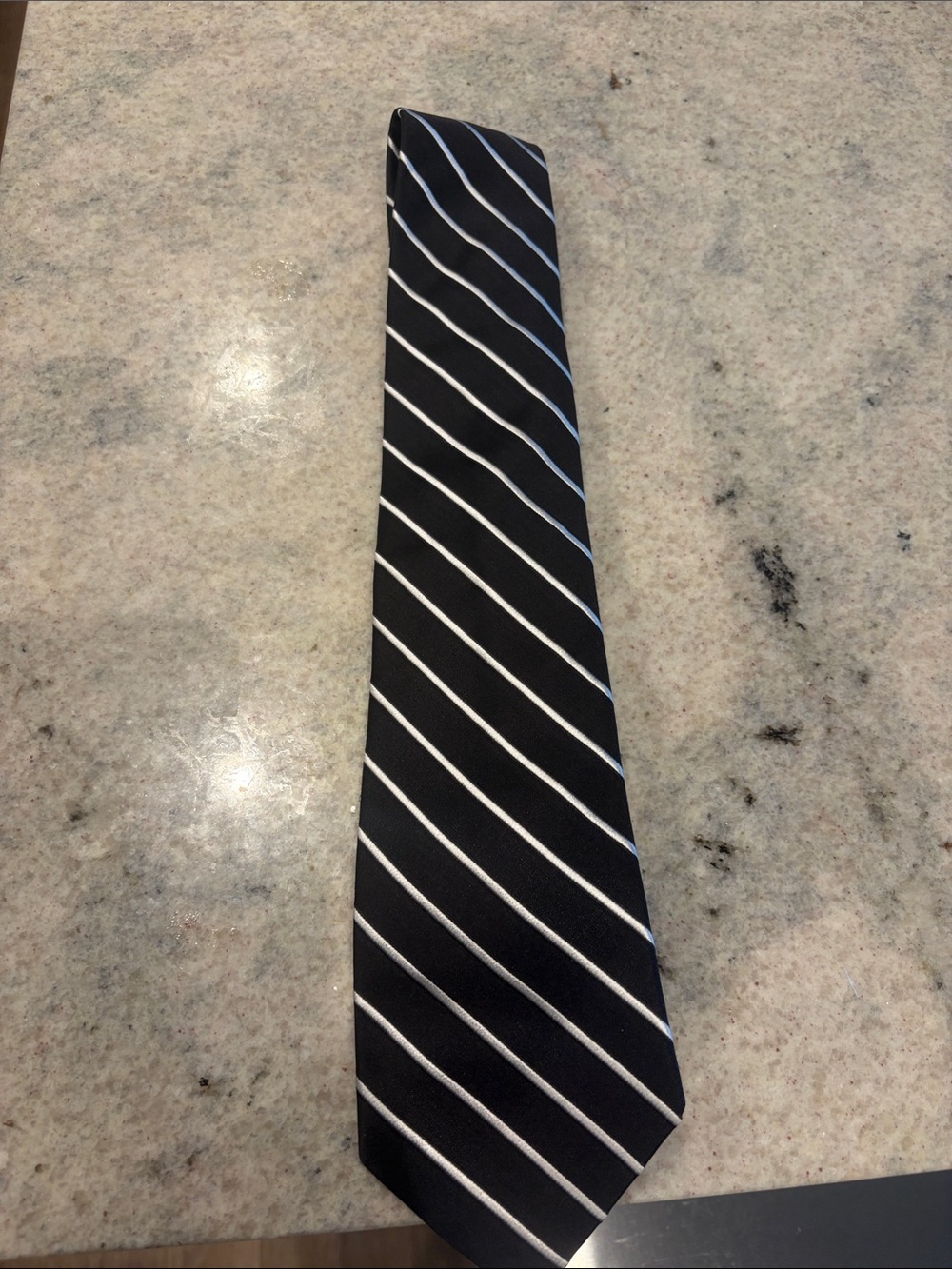Express Black Tie with White Diagonal Stripes
